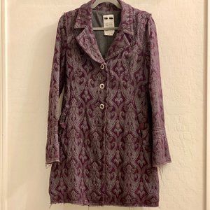 Free People Plum Vintage Brocade Tapestry Coat